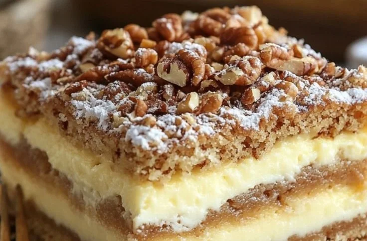 Friss-dich-dumm-Kuchen mit Pudding & Walnüssen