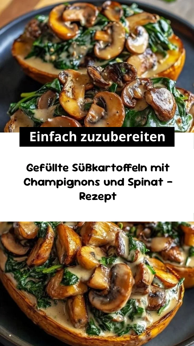 Gefüllte Süßkartoffeln mit Champignons und Spinat – Rezept