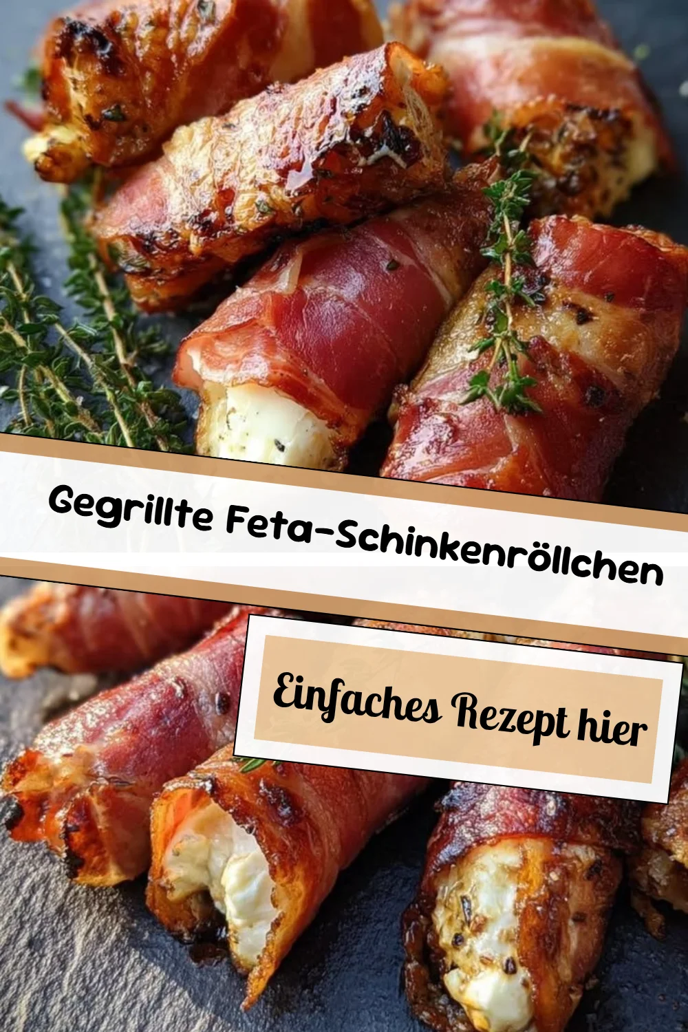 Gegrillte Feta-Schinkenröllchen