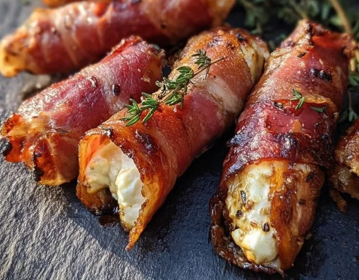 Gegrillte Feta-Schinkenröllchen