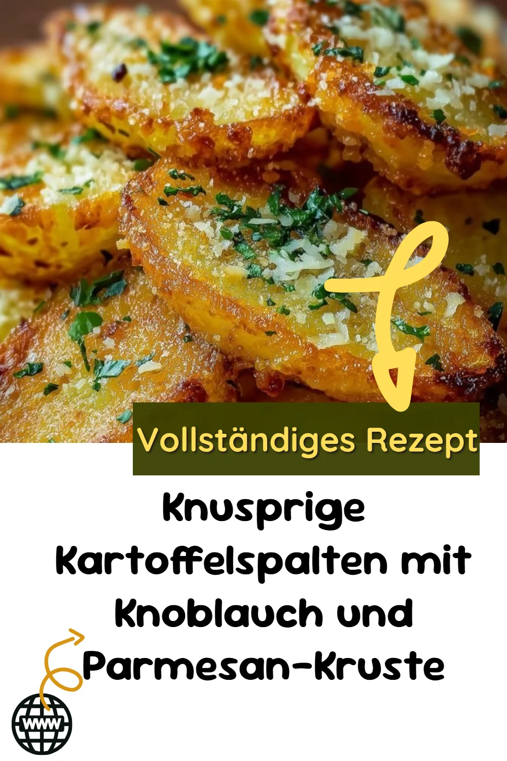 Knusprige Kartoffelspalten mit Knoblauch und Parmesan-Kruste