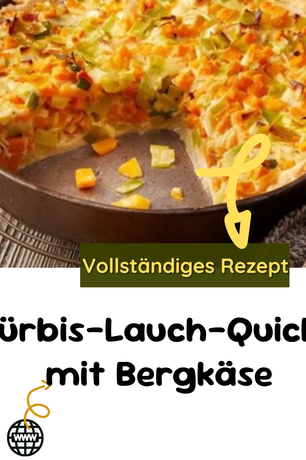 Kürbis-Lauch-Quiche mit Bergkäse