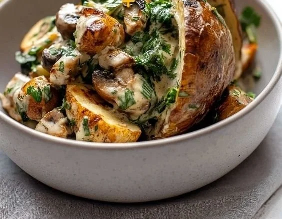 Ofenkartoffeln mit Pilz-Spinat-Füllung