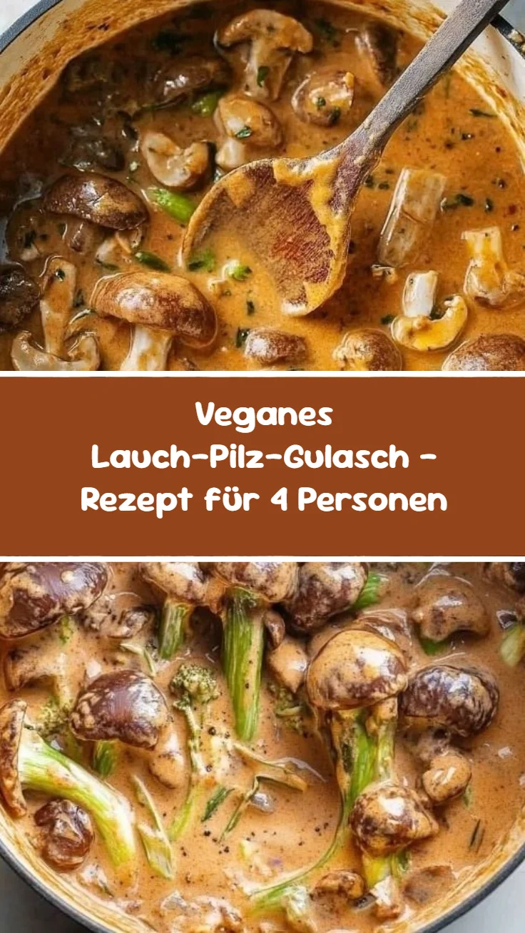 Veganes Lauch-Pilz-Gulasch - Rezept für 4 Personen