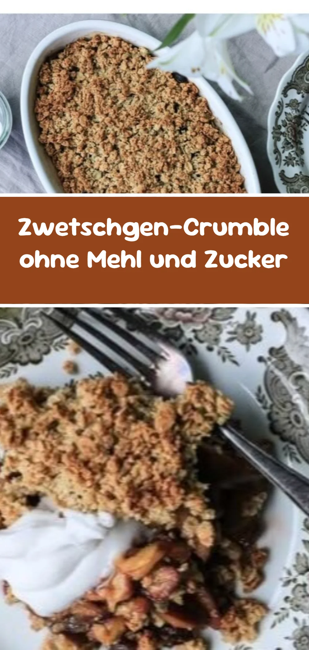 Zwetschgen-Crumble ohne Mehl und Zucker